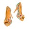 Women\'s shoes in floral print in the air