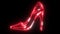 Women's shoes with heels that glow red with neon light