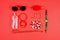 Women's Summer red and green accessories - sun glasses, bracelets, watches and perfume