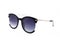 Women`s sunglasses with purple tint stand frontally isolated on a white background with a shadow.