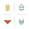 Women`s underwear color icons set