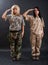 women saluting