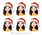 Women in Santa hat with different emotions