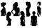 Women set black silhouette isolated vector