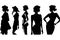 Women set black silhouette isolated vector