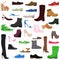 Women shoes collection of various types female footwear vector illustration.