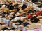 women shoes on sale at stall local market