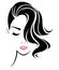 Women short hair style icon, logo women face