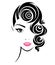 Women short hair style icon, logo women face