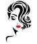 Women short hair style icon, logo women face on white background