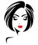 Women short hair style icon, logo women face on white background