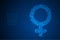 Women sign Particle Geometric Bokeh circle dot pixel pattern, Female gender concept design blue color illustration on blue