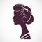 Women silhouette head with beautiful stylized hairstyle.