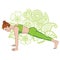 Women silhouette. High plank yoga pose. Uttihita Chaturanga Dandasana.