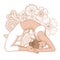 Women silhouette. Little Thunderbolt yoga pose. Laghu Vajrasana