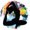 Women silhouette. One-legged king Pigeon yoga pose. Eka pada rajakapotasana.