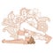 Women silhouette. Plow Yoga Pose. Halasana