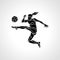 Women Soccer. Girl football player silhouette kicks the ball