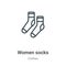 Women socks outline vector icon. Thin line black women socks icon, flat vector simple element illustration from editable clothes