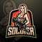 Women soldier esport logo. mascot design