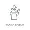 Women Speech linear icon. Modern outline Women Speech logo conce