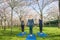 Women standing in a mountain pose, tadasana