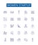 Women startup line icons signs set. Design collection of Female, Entrepreneur, Venture, Company, Business, Innovate