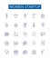 Women startup line icons signs set. Design collection of Female, Entrepreneur, Venture, Company, Business, Innovate