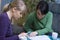 Women studying house plan