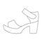 Women summer white sandals on a bare foot.Different shoes single icon in outline style vector symbol stock illustration.