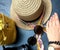 Women sunglasses. Bag, glasses, hat, camera, watch of young girls.