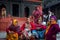 Women taking rest at Nepali temple, varanasi
