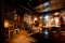 Women talking inside the old style bar with vintage furniture