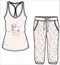 Women Tank and Capri Joggers with Sheep Graphic Nightwear Set