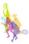 Women tennis silhouettes background