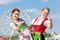 Women in traditional Bavarian clothes on festival