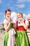 Women in traditional Bavarian dirndl on festival