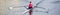 Women training on canoe to practise rowing during early morning on river