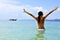 Women on tropical exotic beach