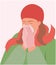 Women use tissue to cover the mouth and nose while coughing and sneezing vector illustration. Female character covers her nose wit