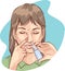 A women using nasal spray medication