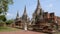 Women visit the Old ruins and Pagodas at Wat Phra Si Sanphet Temple of Ayutthaya Province Thailand