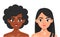 Women with vitiligo vector isolated. Skin pigmentation