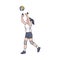 Women volleyball player character vector illustration in sketch style isolated.