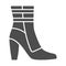 Women warm ankle boot solid icon, Winter clothes concept, casual jackboot sign on white background, Leather shoe with