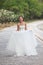 Women in white dress bride