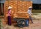 Women work in a brickworks