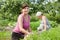 Women working in vegetable garden