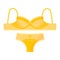 Women yellow elegant retro lingerie pantie and bra. Fashion concept