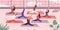 Women yoga group stretching exercise. Vector illustration